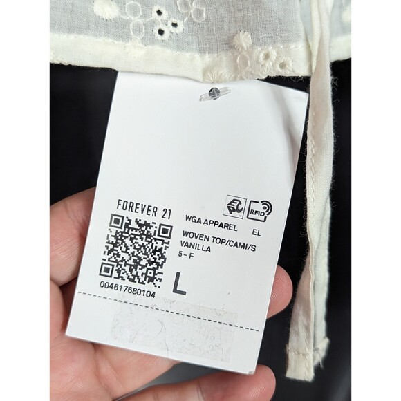 F21 Boho Babydoll Festival Cottage Summer Eyelet Flouncy Crop Top Jr. Large NWT - Picture 4 of 5